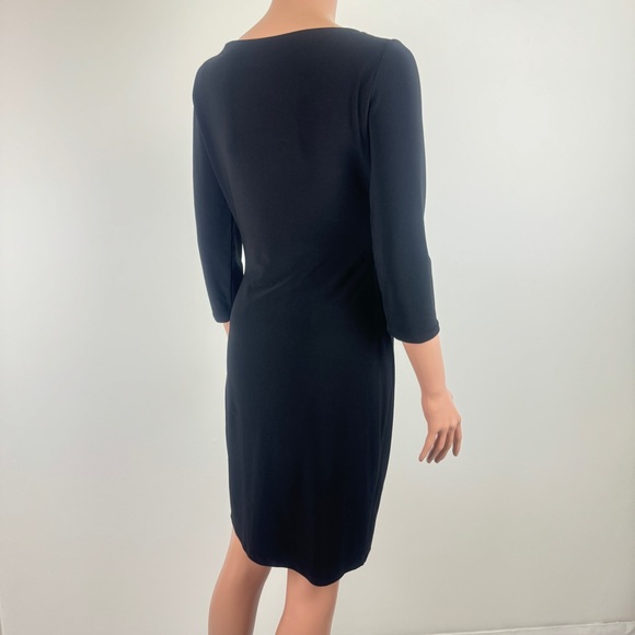 Women's Nine West Knee Length 3/4 Sleeve Ruched Accent Dress Size 4 Black - Picture 8 of 14